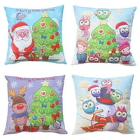Set jastuka Velvet Božićni veseli drvo Santa Snowman Sova Cartoon Slatka dječja zimska bacanje jastučnice