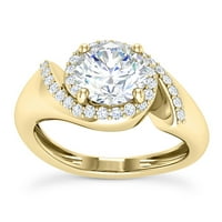 2CTW Prirodni dijamant Moissite Halo Swirl 18K Zlatni bridalni prsten za brisanje