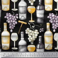SIMOI satenska svilena grožđe, vinsko staklo i bočica za štampanje tkanine sa dvorištem širom