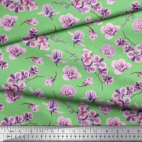 Soimoi Green Rayon Crepe tanjir tkanine magnolija cvjetni print šiva šipka tkanina