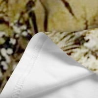 Penskaiy ženska modna štamparija Okrugla vrata Labavi kratki rukav majica pulover vrhovi bluza ljetna