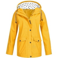 Ženska vodootporna vjetrost jakna Vjetrootporna kapuljača jakne žute veličine 5xl