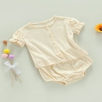 Thaisu Toddler Baby Girls Outfits kratki rukav Dugme dolje usjev kratke hlače Dječja ležerna odjeća
