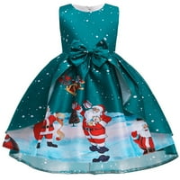Dječja odjeća bez rukava dječja dječja djevojka Božić Božić Santa Claus Haljina za print haljinu Smanjena