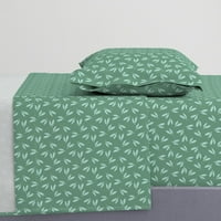pamučni listovi, puni set - jednostavan botanički jade zeleni minimalni vrtni list Ispiši posteljinu