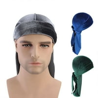 Jiaroswwei Durag Cap Solid Boja Ultra Soft Držite topli baršun Muškarci Žene glave sa dugim repom za