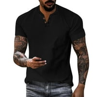 Muškarci Ljetna casual bluza bluza s bluzama kratkih rukava isključite modnu majicu ovratnika