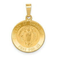 14k žuti zlatni šarm privjesak polirani i satena Gospa od Guadalupe Medalja
