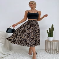 Leopard visokog struka Ispišite liniju suknje za žene ispod dužine koljena