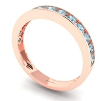 0. CT sjajan okrugli rez simulirani plavi dijamant 14k ružičasto zlato Spacable Band SZ 11