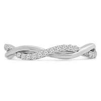 0. CTW Okrugli dijamantni upleteni polučvrsni prsten za vjenčanje u 10k bijelo zlato - veličine 3,25