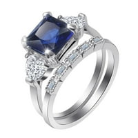 Za žene prsten nakit plavi cirkon angažirani kamen svijetli modni prsten nakit okrugli prstenovi