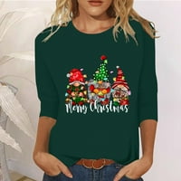Božićne majice za žene plus veličina Jesen zimski božićni tisak casual majice Dugi rukavi Tunički vrhovi