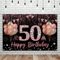 50. rođendan Backdrop Decoration-Rose Gold 50. Sretan rođendan Fotografija pozadinski baner za WO