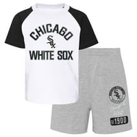 Dojenče White Heather Siva Chicago bijela tako mljevena balle Raglan majica i set kratkih hlača