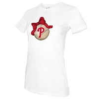 Ženska sitna kauč bijela Filadelfija Phillies Baseball Bow majica
