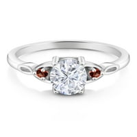 Gem kameni kralj sterling srebrni bijeli moissitni i crveni gramotivni prstenovi za žene za žene