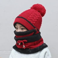 GUVPEV Zimska dječja šešir i baršun, tri vanjska izlaska hladna klimu pletena vunena topli šešir - crvena, jedna veličina