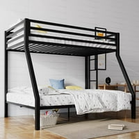 Metalni krevet na kat sa punom veličinom s preklopnim stepenicama, čvrsti okvir s manjim krevetom za tinejdžere i odrasle tinejdžeri no će proljeće potrebno crno