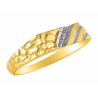 Muški zvoni pozlaćeni srebrni prsten u nugget prstenu s istinskim dijamantima; Prstenovi za muškarce