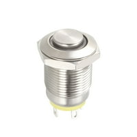 Uxcell Momentalni metalni gumb Gumb Switch visoke montažne glave DIA 1NO 3-6V Žuto LED svjetlo