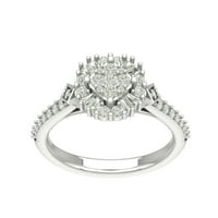 Araiya 14k bijeli zlatni dijamantski klaster Halo prsten, veličine 8