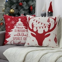 Assile Božićni jastuk Poklopac postavljene posteljine Xmas ELK i slovo uzorka za kauč na kauču, crveni