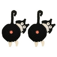 Cat Butt Coatchers Slatka podmetači za piće Crochet Cat Priaderi Apsorfentni barski prianjivač Funny