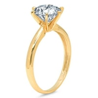1. CT sjajan okrugli rez prozirni simulirani dijamant 18k žuti zlatni pasijans prsten sz 4.5
