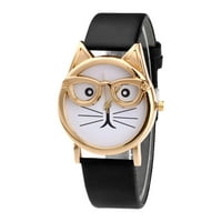 Satovi za žene Ženske satove Modna mačka sa naočalama Poljski ženski kvarcni sat poklon bijeli