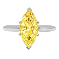 2. CT sjajan markizni rez simulirani žuti dijamant 14k bijeli zlatni pasijans prsten sz 6.25