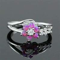 Nakit Organizator Vintage Exquisite Dame Pink Pink Opal cirkon prsten bakrene prsten veličine 5- na