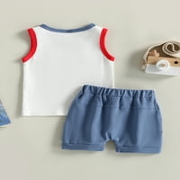 Qinghua 4. jula TODDLER Baby Boys Ljetna odjeća postavlja američki dečki vrhovi majica bez rukava i