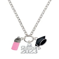 Delight nakit Silvertone 3-D ružičasta bočica za bocu za djecu Silvertone klasa diplomiranja Zoey ogrlica,