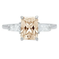 2.0ct smaragdni rezani šampanjac simulirani dijamant 14k bijeli zlatni godišnjički angažman kamena prstena