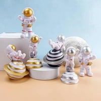 Temacd figurice astronaut Moderni kolekcionari PVC Spaceman serije minijaturi za dekor desktop, zlatni