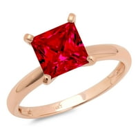 2. CT briljantna princeza Clear Simulirani dijamant 18k ružičasto zlato pasijans prsten sz 5.75