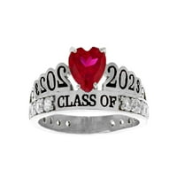 Jackani 14k bijeli zlato simulirani ruby ​​jul rođene raskošne diplomske diplomske prstene - veličine