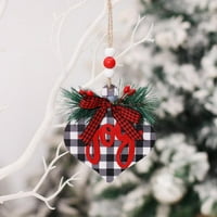 Bayell Buffalo plairani božićni drveni drveni viseći ukrasi Božićni ukras sa crvenom crnom plaikom luk