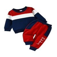 Liacowi Toddler Baby Boy Dječji devojka Duks prugasti duks pulover pantalona za pad zimske odjeće odijelo