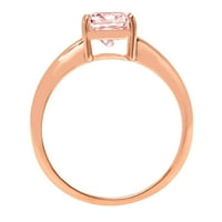 2. CT sjajan jastuk simulirani ružičasti dijamant 14k Rose Gold Solitaire Prsten SZ 10.25