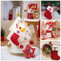 Toyfunny božićne čarape s inicijalima Veliki izvezeni slovo pletene crvene bijele božićne čarape za uređenje obiteljskih odmora i kamin Xmas Tree