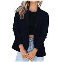 Žene Casual Blazer jakna s dugim rukavima otvorena prednja boja Slim Fit Work ured Blazer Lapl dugme