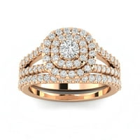 1 10ct jastuk Halo Diamond Angagement Wedding Ring Set 10k Rose Gold