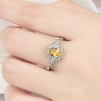 Pgeraug pokloni za žene prstenove srebrne rinestone prstenovi za prstenje sjajne prstenove za i muške žene prstenove žute boje