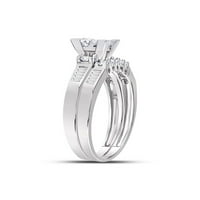 10kt bijela zlatna princeza Dijamant Bridal Wedding prsten set CTTW