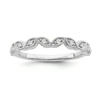 Fini nakit Sterling Silver Diamond BAND prsten, veličina 5.5