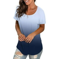 IOPQO Grafičke majice za žene Ženska ljetna modna ležerna majica V-izrezane majice Top BlouseSummer vrhovi plus veličine za žene Blue XXL