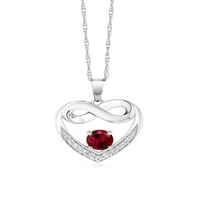 1. CT okrugli crveno stvoreno Ruby G HL Grown Diamond 10k bijelo zlato srce i ogrlica od beskonačnosti