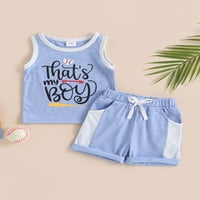Suantret Toddler baby Boys prsluk kratke hlače Slova za bejzbol Print Cisterna vrhova elastičnih kratkih